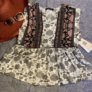 Ivanka Trump floral cap sleeve peplum blouse